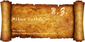 Miksa Zoltán névjegykártya